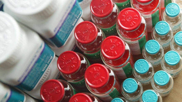Medicine bottles and glass vials