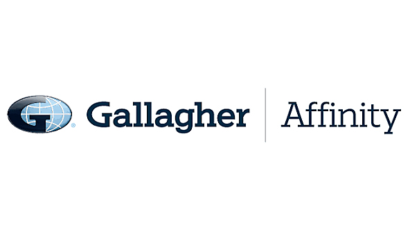 A globe with a large G in it and the word Gallagher a line and then the word Affinity all in blue font