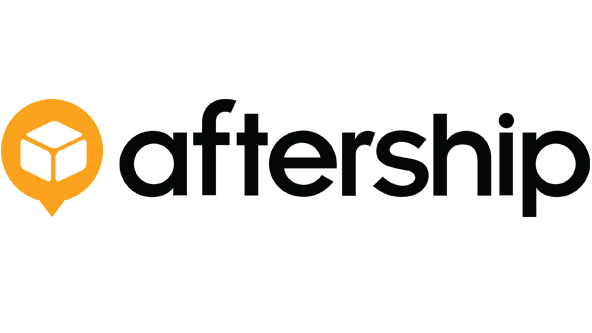 Package in orange text bubble and to the write the word aftership in black font
