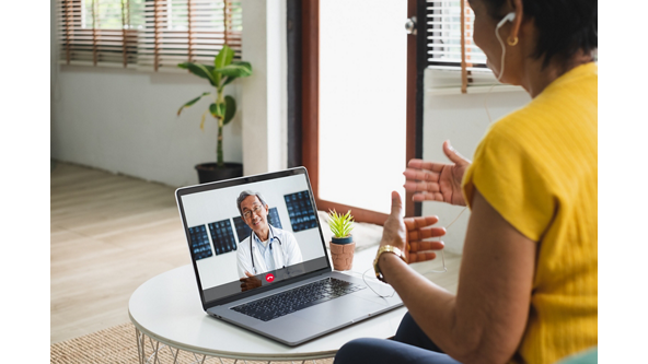 Asian senior video call with doctor telemedicine telehealth concept